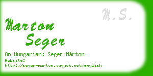 marton seger business card