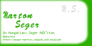 marton seger business card